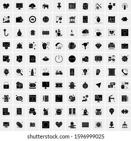 Set of 100 Glyph Universal Business Icons Vector