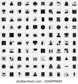 Set of 100 Glyph Universal Business Icons Vector