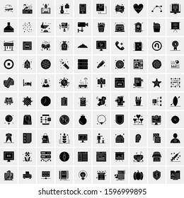 Set of 100 Glyph Universal Business Icons Vector