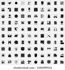 Set of 100 Glyph Universal Business Icons Vector