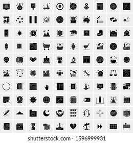 Set of 100 Glyph Universal Business Icons Vector