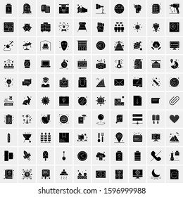 Set of 100 Glyph Universal Business Icons Vector