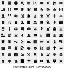 Set of 100 Glyph Universal Business Icons Vector
