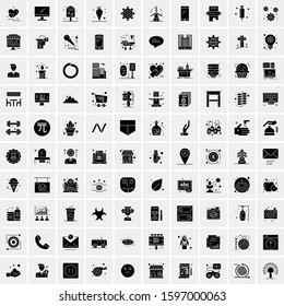 Set of 100 Glyph Universal Business Icons Vector