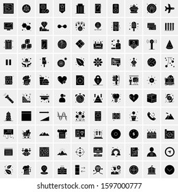 Set of 100 Glyph Universal Business Icons Vector