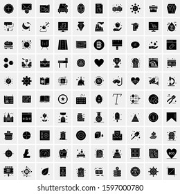 Set of 100 Glyph Universal Business Icons Vector