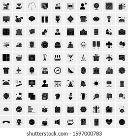 Set of 100 Glyph Universal Business Icons Vector