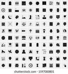 Set of 100 Glyph Universal Business Icons Vector