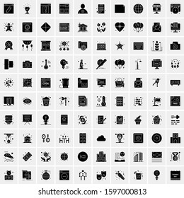 Set of 100 Glyph Universal Business Icons Vector