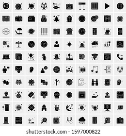 Set of 100 Glyph Universal Business Icons Vector
