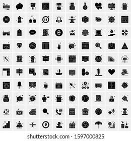 Set of 100 Glyph Universal Business Icons Vector