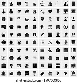 Set of 100 Glyph Universal Business Icons Vector