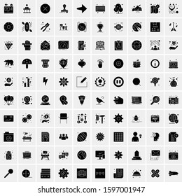 Set of 100 Glyph Universal Business Icons Vector