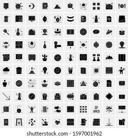 Set of 100 Glyph Universal Business Icons Vector