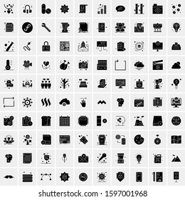 Set of 100 Glyph Universal Business Icons Vector