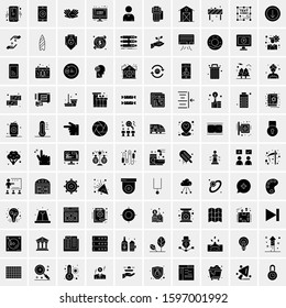 Set of 100 Glyph Universal Business Icons Vector