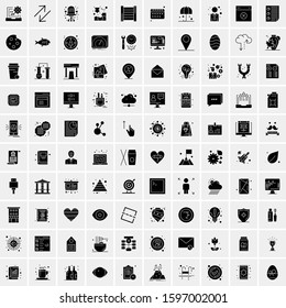 Set of 100 Glyph Universal Business Icons Vector