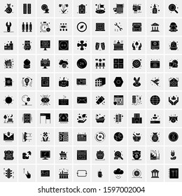 Set of 100 Glyph Universal Business Icons Vector