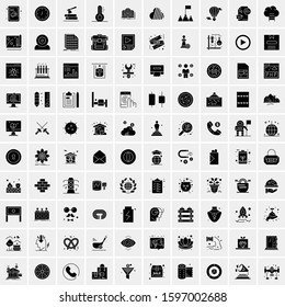 Set of 100 Glyph Universal Business Icons Vector