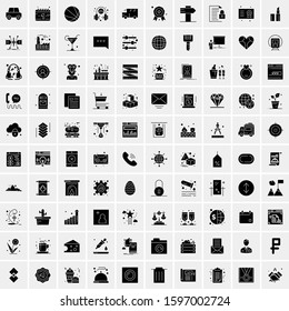 Set of 100 Glyph Universal Business Icons Vector