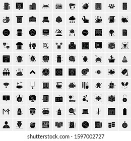 Set of 100 Glyph Universal Business Icons Vector