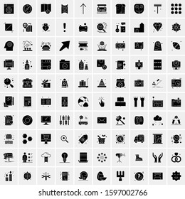 Set of 100 Glyph Universal Business Icons Vector