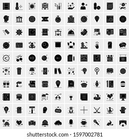 Set of 100 Glyph Universal Business Icons Vector