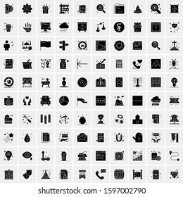 Set of 100 Glyph Universal Business Icons Vector