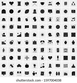 Set of 100 Glyph Universal Business Icons Vector