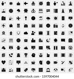 Set of 100 Glyph Universal Business Icons Vector