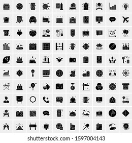 Set of 100 Glyph Universal Business Icons Vector