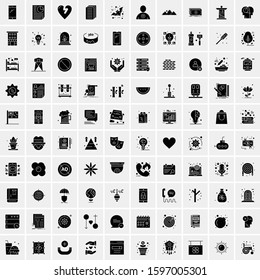 Set of 100 Glyph Universal Business Icons Vector