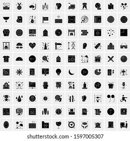 Set of 100 Glyph Universal Business Icons Vector