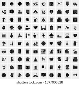 Set of 100 Glyph Universal Business Icons Vector