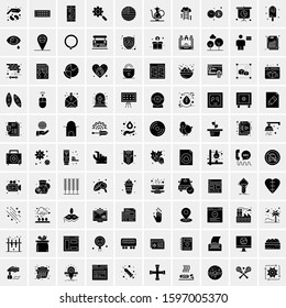 Set of 100 Glyph Universal Business Icons Vector