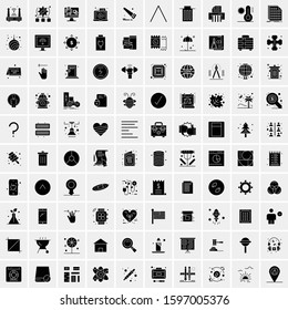 Set of 100 Glyph Universal Business Icons Vector