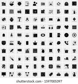 Set of 100 Glyph Universal Business Icons Vector