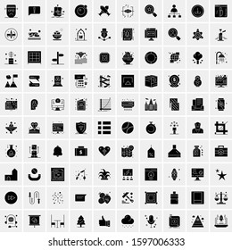 Set of 100 Glyph Universal Business Icons Vector
