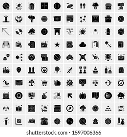 Set of 100 Glyph Universal Business Icons Vector