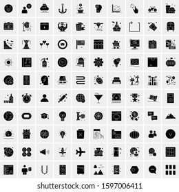 Set of 100 Glyph Universal Business Icons Vector