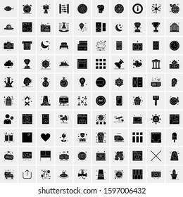 Set of 100 Glyph Universal Business Icons Vector