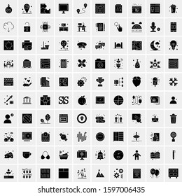 Set of 100 Glyph Universal Business Icons Vector
