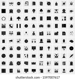 Set of 100 Glyph Universal Business Icons Vector