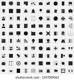 Set of 100 Glyph Universal Business Icons Vector