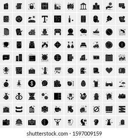 Set of 100 Glyph Universal Business Icons Vector