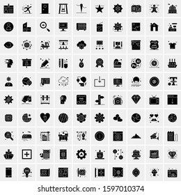 Set of 100 Glyph Universal Business Icons Vector