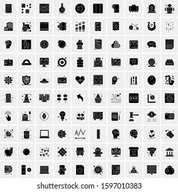 Set of 100 Glyph Universal Business Icons Vector
