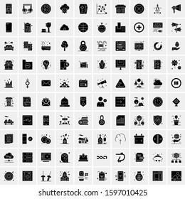 Set of 100 Glyph Universal Business Icons Vector
