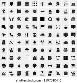 Set of 100 Glyph Universal Business Icons Vector