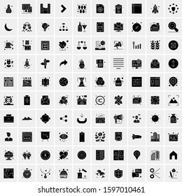 Set of 100 Glyph Universal Business Icons Vector